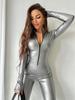 Women's Patent Leather Jumpsuit: Sexy Spring/Autumn Catwoman Cosplay Costume, Tight-Fit European/American Style.