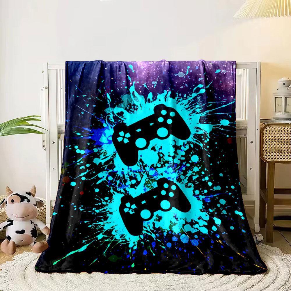 Gaming Controller Splash Design for All Seasons Blanket Lunch Break Throw Gift