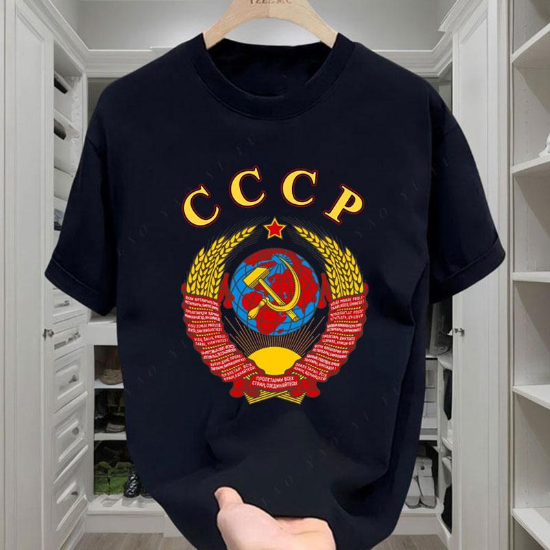 New Cccp Russian Soviet Ussr Unisexs Tshirt Double Sided Printed Tee Officialwebsite Cotton Casual Loose Sport Y2k Clothes