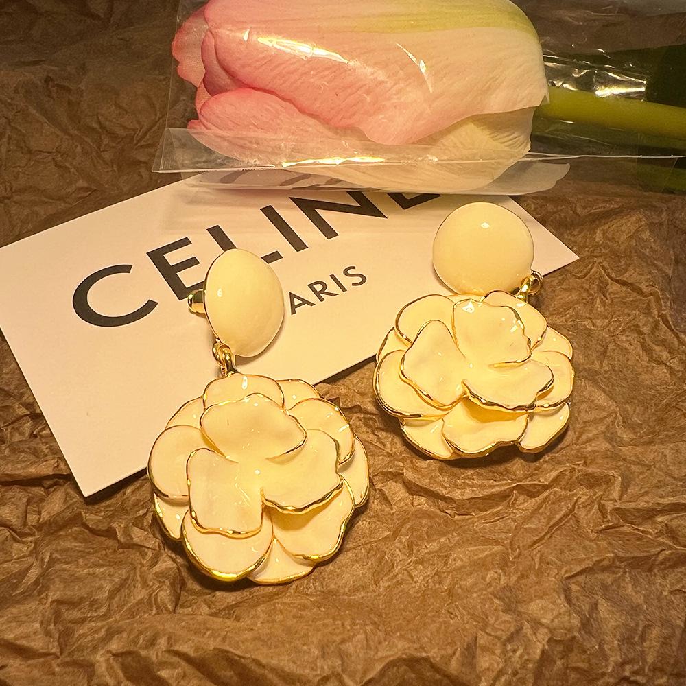 

Винтажные серьги-кисточки с эмалевыми цветами: Европейско-американский стиль, Позолоченный, Элегантный ретро-дизайн