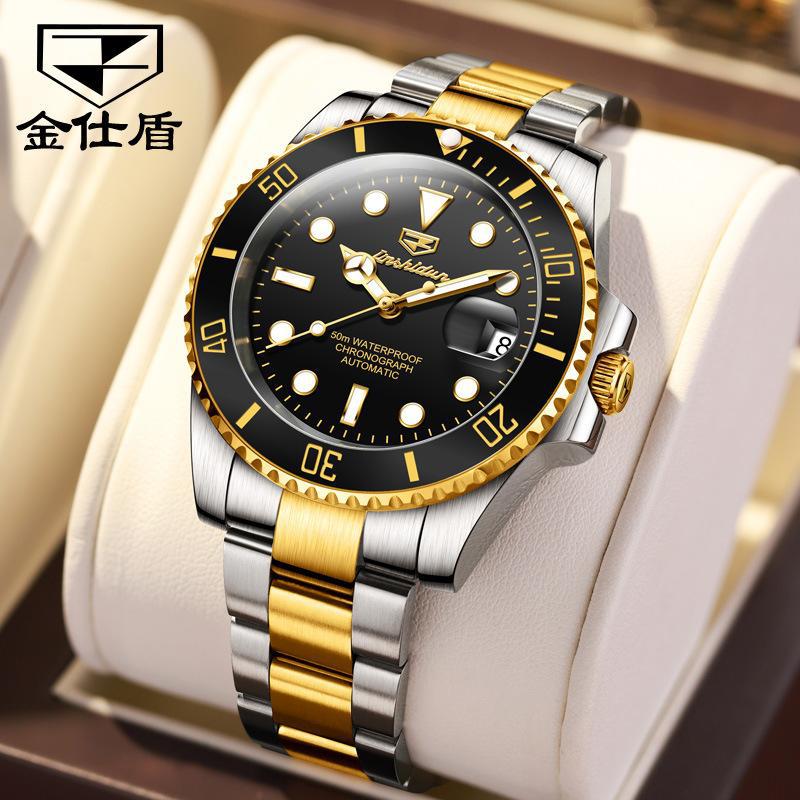 JINSHIDUN Neue Business und freizeit herren Uhr Green Water Ghost Automatische Mechanische Uhr Trendy Marke Leuchtende High-end-Uhr