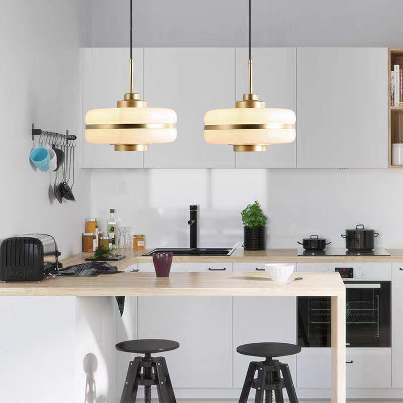Nordic Modern White Jade Glass Pendant Light for Restaurant, Bar, or Study