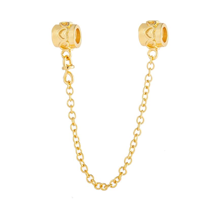 Gold Plated Heart Flower Clip Charm Beads Dangle For Snake Bracelet Necklace DIY Jewelry Women Gift Sparking