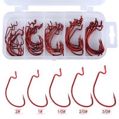 Fishing Hooks 50PCS Stainless Steel Fishing Baits Jig Fishing Hooks with A Free Plastic Box