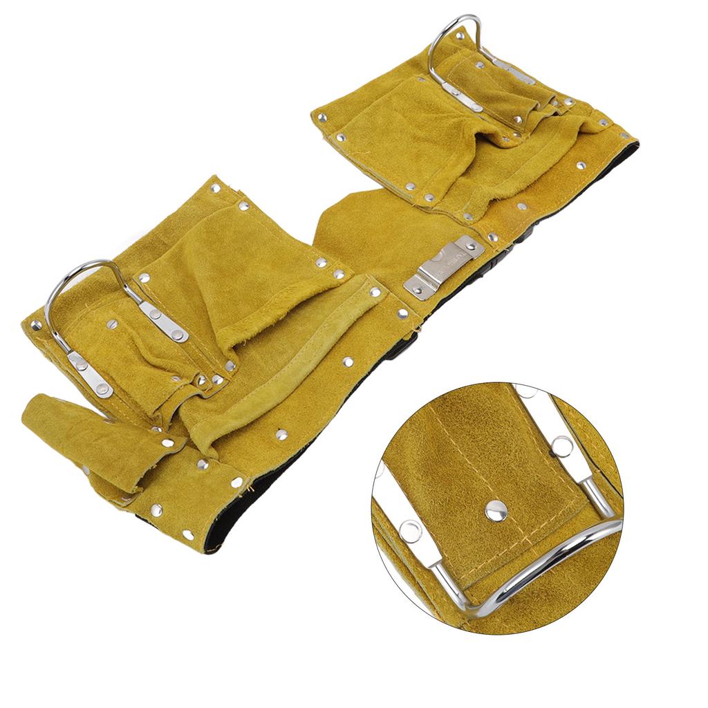 Leather Tool Belt Multiple Pockets Quick Release Buckle Wearproof Portable Leather Tool Belt Apron