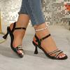 Fashion 2025 Summer New Rhinestone Designed Fashion Open Toes Sandals for Women's Comfortable Strap Elegant Beach Slim Heels Cool Pumps