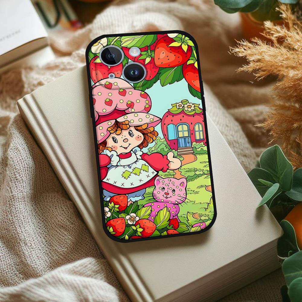 Strawberry S-Shortcake Phone Case For IPhone 1716 15 14 13 Pro Max 11 12 Mini X Xs XR Black Silicone Cover