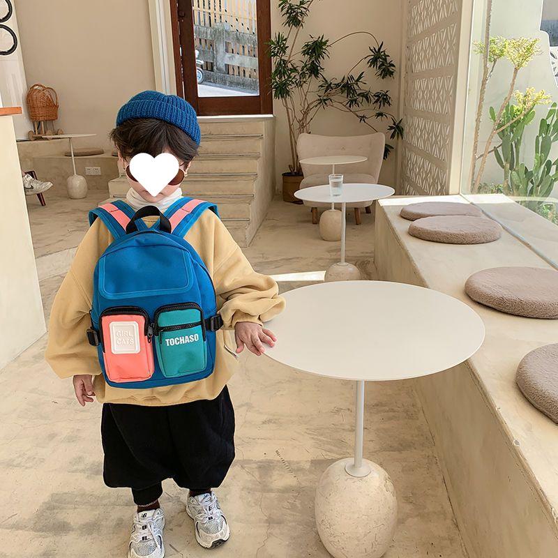 Japanese Style Color Block Backpack for Boys, Ages 3-5 - Durable, Trendy Travel and School Bag for Kindergarten (Small Size)