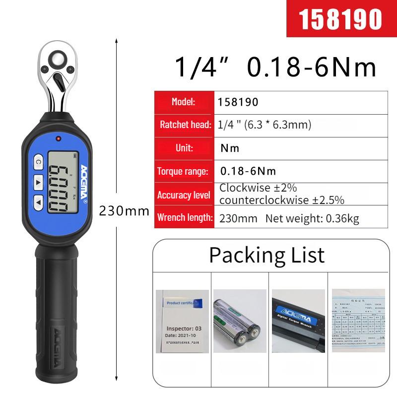 

Mini Short Handle Torque Automotive Repair Tool High Precision Adjustable Spanner Digital Display Torque Wrench 1/4 torque 0.18-6Nm