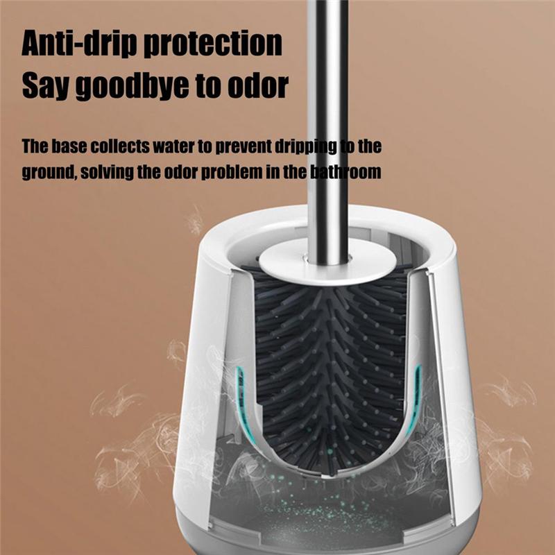 ABGR-Toilet Brush And Holder Set Soft Bristle Toilet Scrubber Brush Toilet Bowl Scrubber Bathroom Cleaner Brush For Home