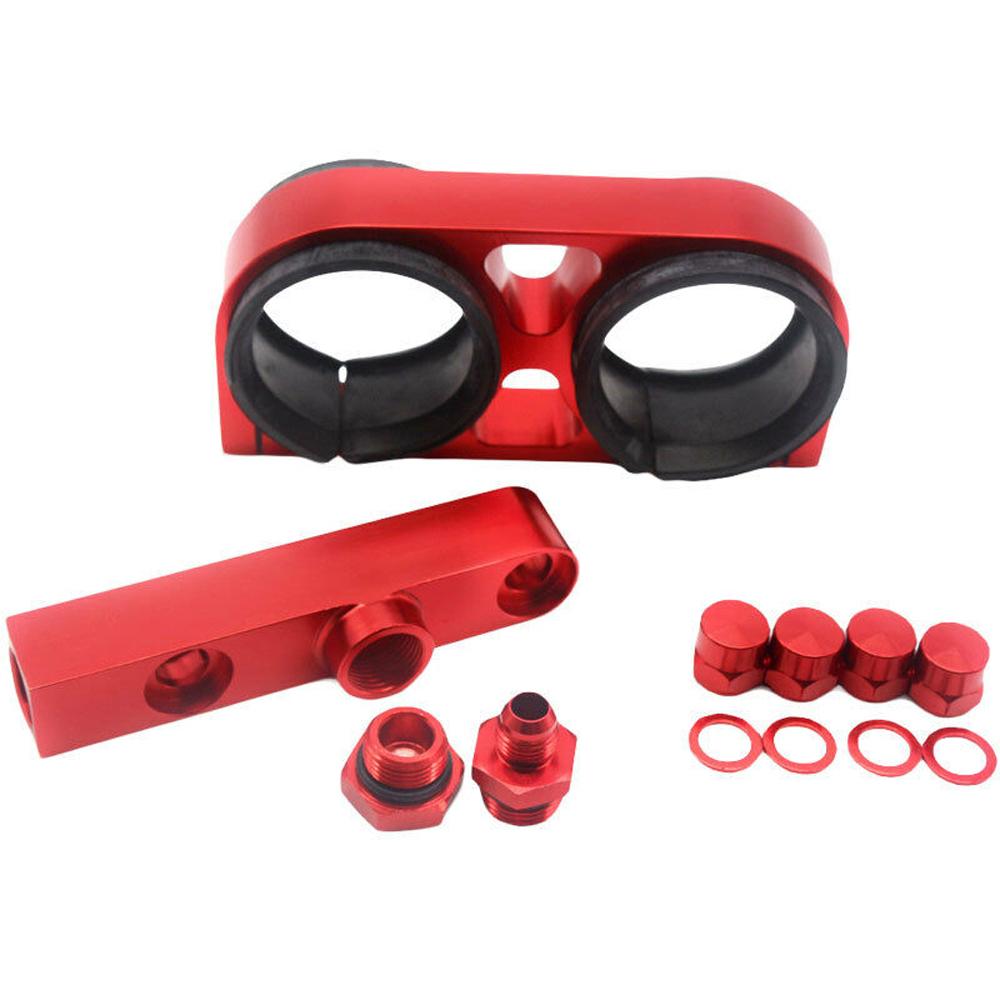Billet Aluminum Outlet Manifold 60MM Dual Fuel Filter Fuel Pump Bracket/Clamp /Mount For 044 Fuel Pump For BMW