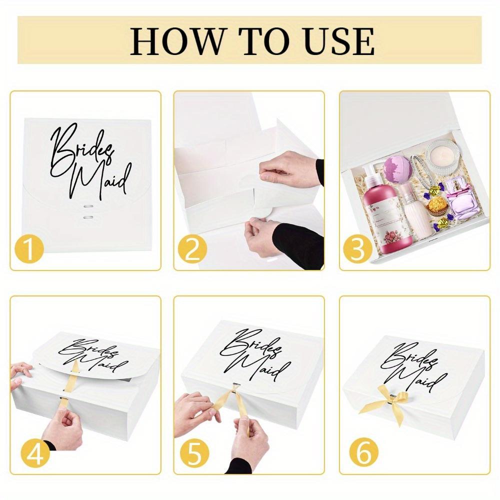 6pcs Premium Gift Box with Lid and Ribbon Bridesmaid Proposal Boxes Gift Boxes for Wedding Party Ideal for Maid of Honor, Matron of Honor and Wedding