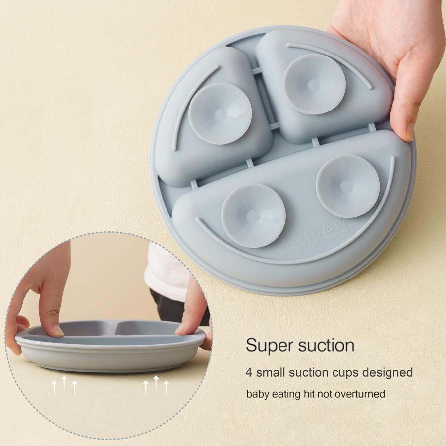 5-piece Baby Silicone Feeding Set, Round Dinner Plate Suction Cup Bowl, Children's Waterproof Bib, Children's Tableware Straw Cup