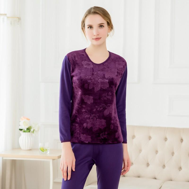 Thermal Underwear Set Men Women Double Layer Warm Base Top Pants Pure Color Cotton Blend