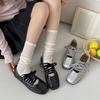 Fashion Stream Silver Light Mouth Low Heel Single Shoes Women's Skirt Mary Jane Shoes