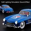 1:24 Scale 300SL 500K Vintage Car Toy Model Alloy Body Doors Opened Music Light Pull Back Vehicles Models Kids Hobby Gifts