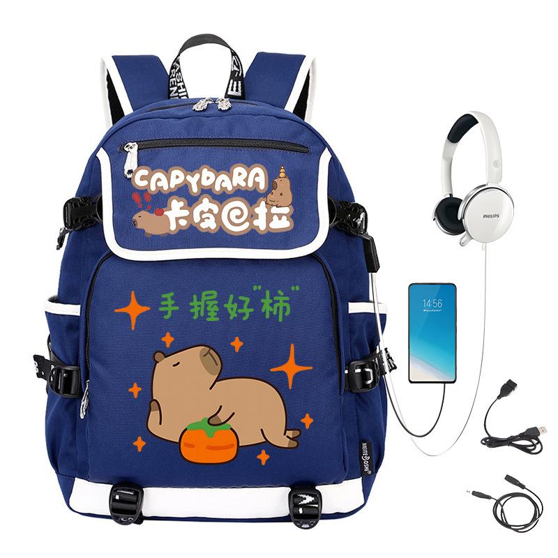 Kapibara Schoolbag Large Capacity Cute Junior High School Students Durable Lightweight Backpack Men and Women
