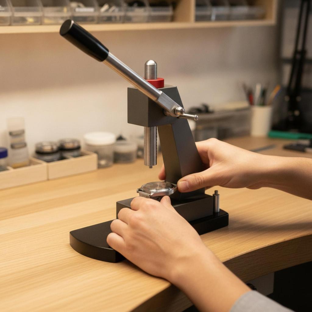 Watch Case Press with Lever Handle Heavy-Duty Bench-Style Tool