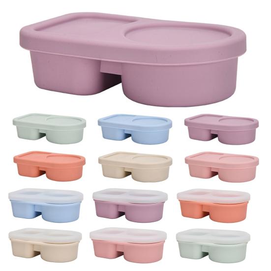 Gewürzbox aus lebensmittelechtem Silikon, 360° auslaufsicher, zwei Fächer, mikrowellengeeignet, gekühlte Aufbewahrungsbox