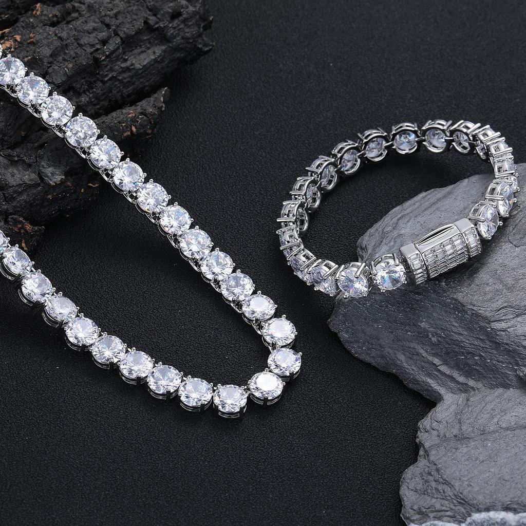 European and American 11mm Copper Zircon Full Set Tennis Chain 1111 Winter Commuter Geometric Round Diamond Jewelry Accessories