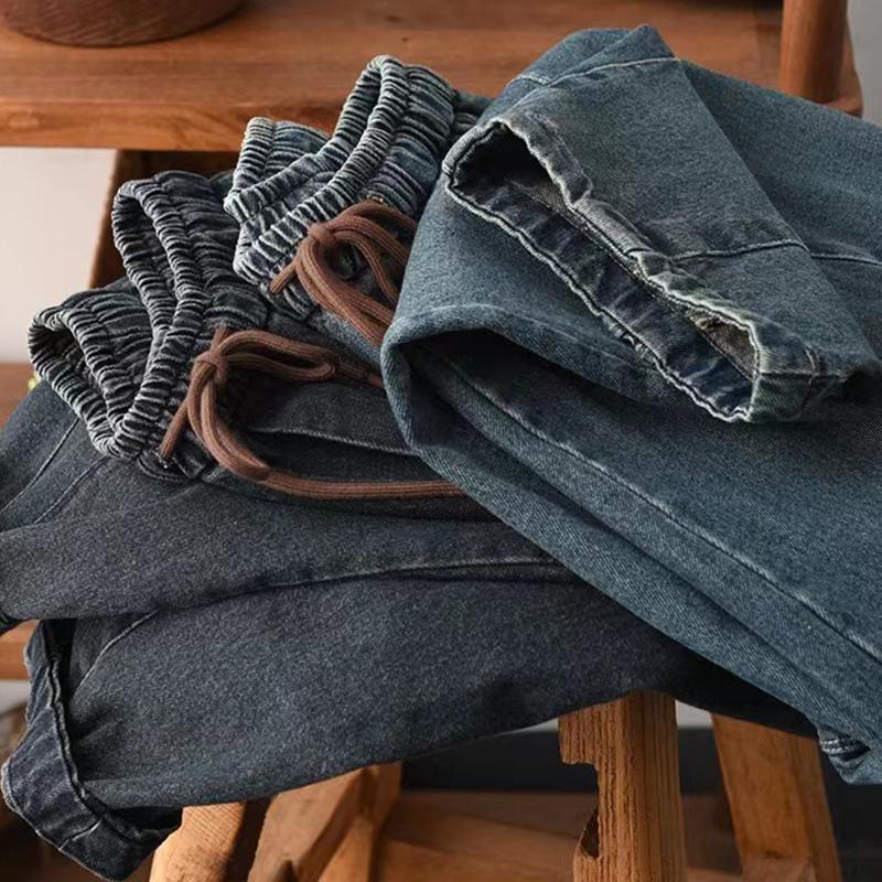 Vintage Patchwork Loose Women's Jeans Autumn Casual High Waisted Harem Pants Female 2025 New