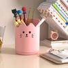 Pen Holder 360 Degree Rotating Cat Pattern Design Large Capacity Stationery Organizer Desk Accessory