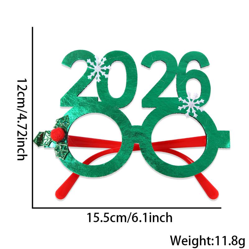 2026 Christmas Glasses Gold-Foil Cloth Snowflake Star New Year Photo Props For Party Decor