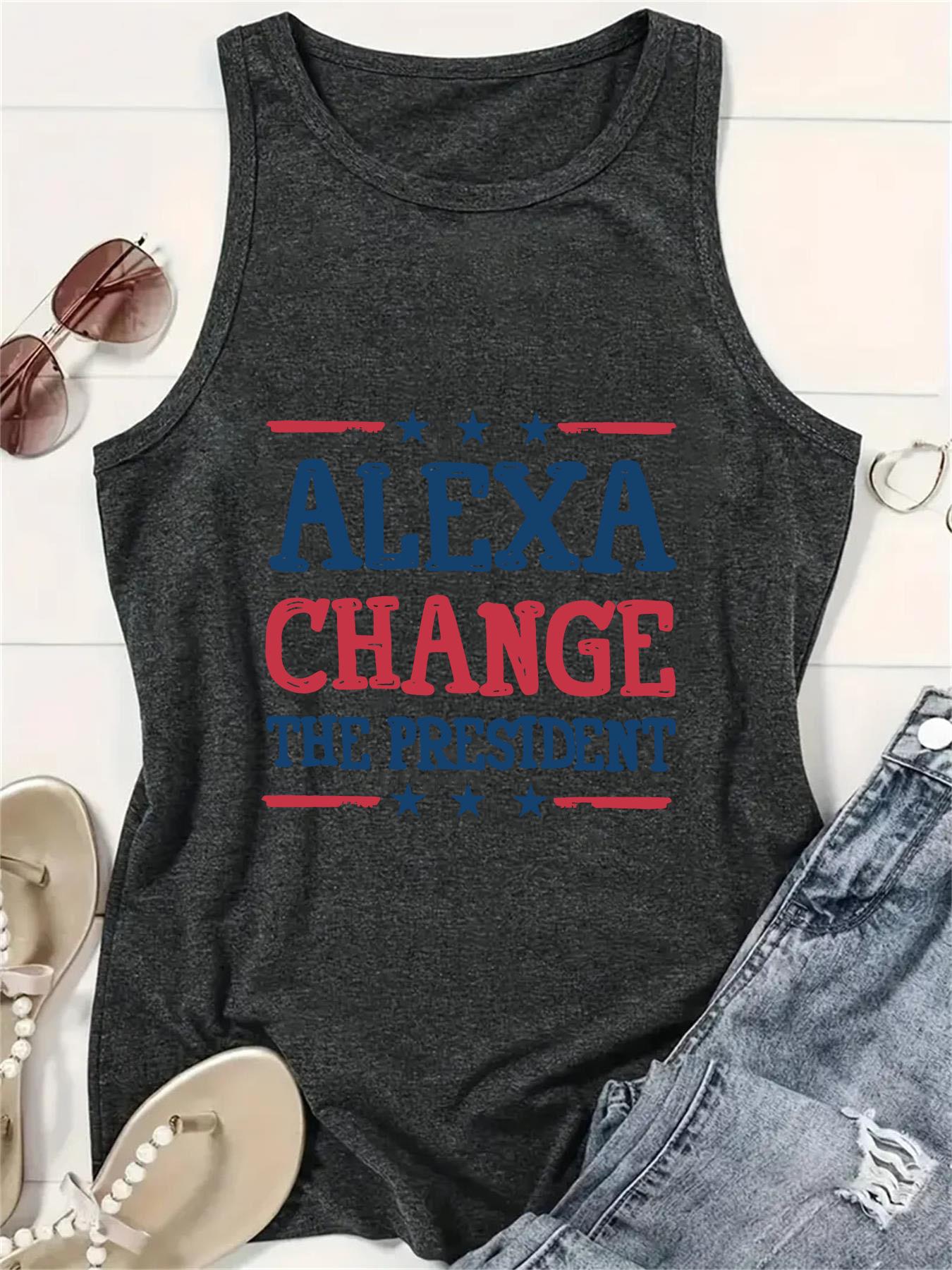 

Женская футболка без рукавов с круглым вырезом и принтом-слоганом, горячо продаваемая - Весна/Лето Extra Large глубокий/серый