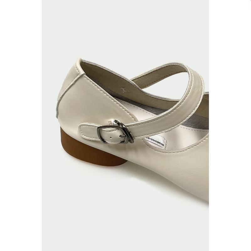 Fashion IPPEUM Tabis Toe Mary Janes Black PU Leather  Round Heels Split Toe Flats Ballet Shoes