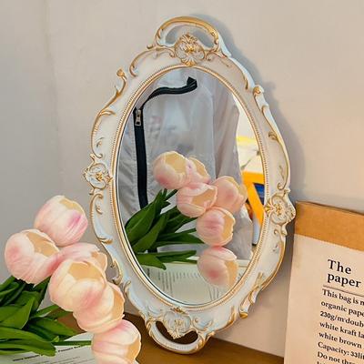 Makeup Mirror Decoration Internet Celebrity Vanity French Retro Desktop Ornaments Jewelry Display Storage Plate Photo Props