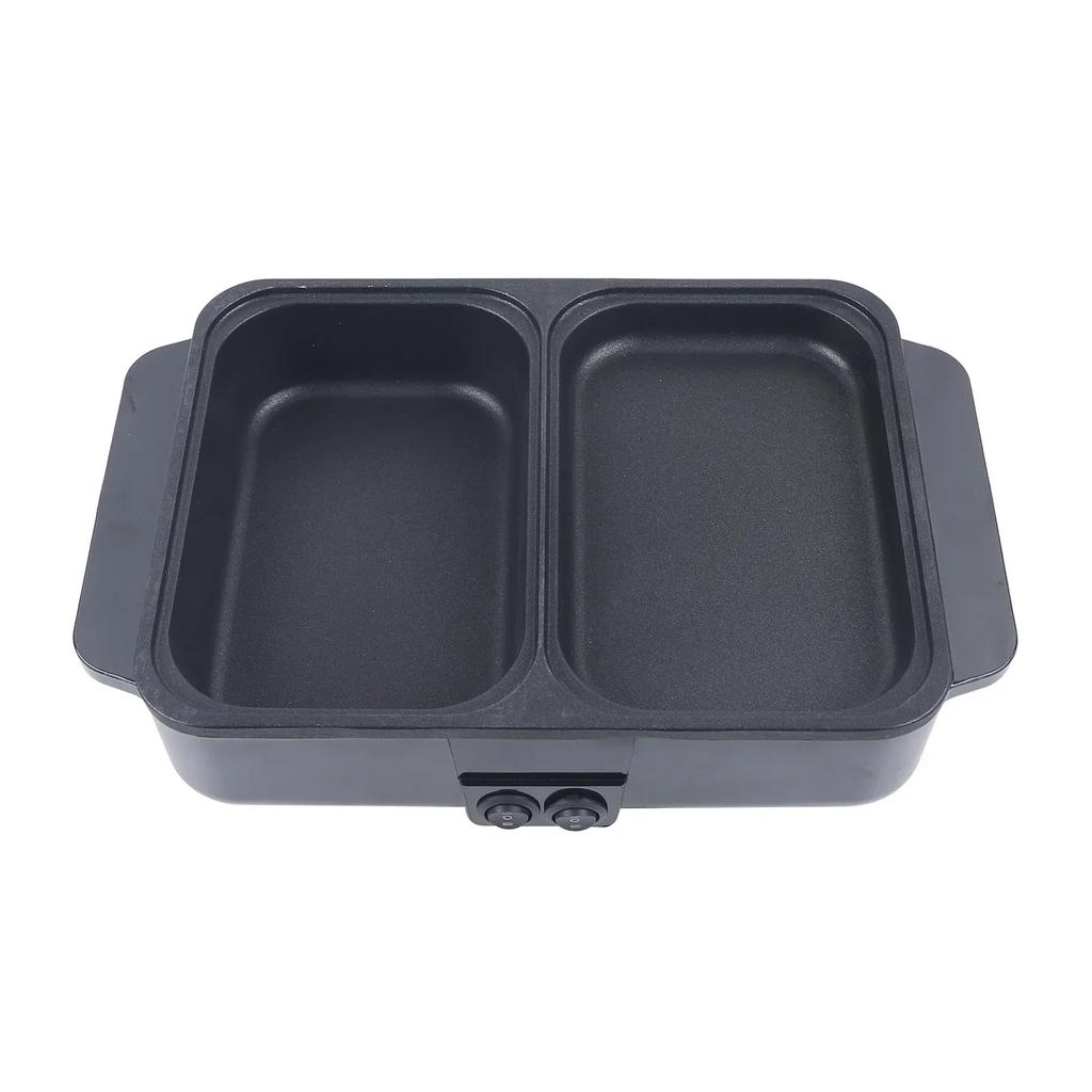2-in-1 Indoor Antihaft-Elektro-Hot Pot und Pfanne, Tragbarer Multifunktionaler Rauchloser Koreanischer BBQ-Grill, Geeignet für 1-2 Personen