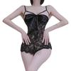 Sex underwear lace temptation transparent hollow sexy onesie bow qqny open uniform set