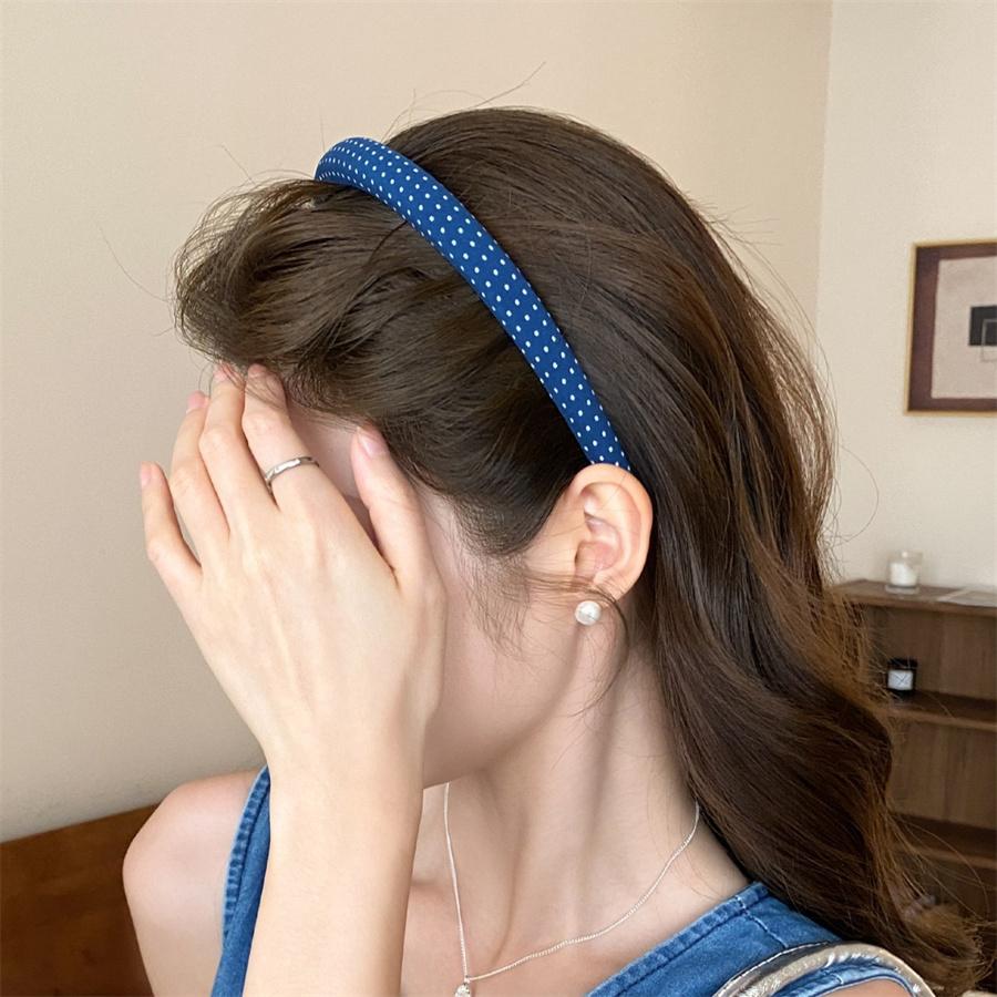 2026 Korean Elegant Blue Polka Dot Hairbands Headband Women Girls Hair Head Hoops Bands Accessories Headdress Headwear Ornament