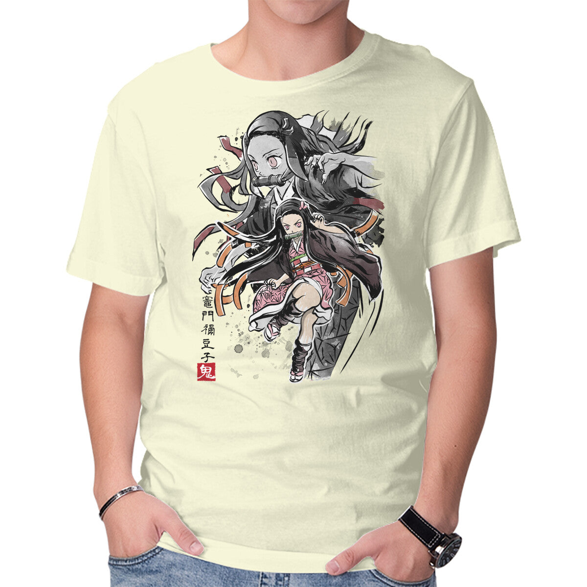 Unisex Crew Neck T-Shirt Demon Nezuko Sumi-E Graphic Short Sleeve Casual Tee XXXL