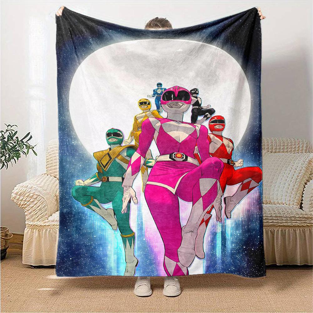 1pc Mighty Morphin Power Rangers1 Blanket, Gift, for Men and Women, Soft Blanket, Good for Sofa Bed Couch Travel, Lightweight Flannel Blanket