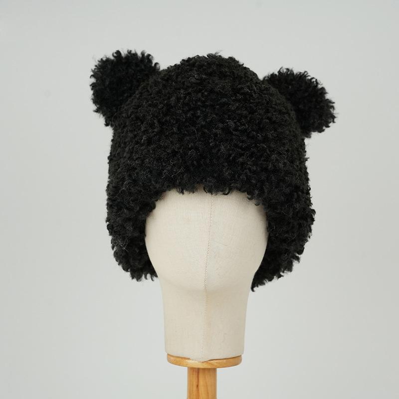 

Зимняя плюшевая шапка, женский пуловер с ушками, толстая морозостойкая теплая вязаная шапка с рукавами, лыжная шапка, шапочки Skullies чёрный