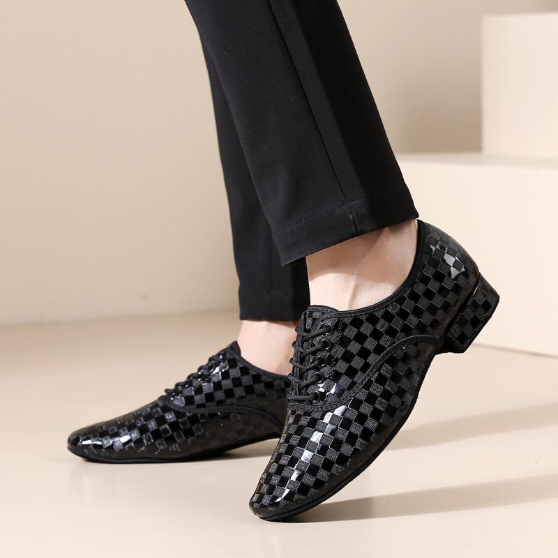 Zapatos de Baile Social Moderno para Hombre Adulto Tacón Bajo Cuero Zapatos de Baile Gitaba Fiesta Zapatos de Baile de Salón Tacón 3cm Interior