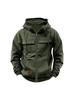 Men's Retro Leather Patch Hooded Sweatshirt - Solid Color, Cross-Border, Autumn/Winter Collection