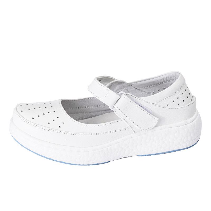 

Genuine Cowhide Nurse Shoes: Soft, Breathable, Non-Slip, Odor-Free, Comfortable Pure White Work Shoes. 37