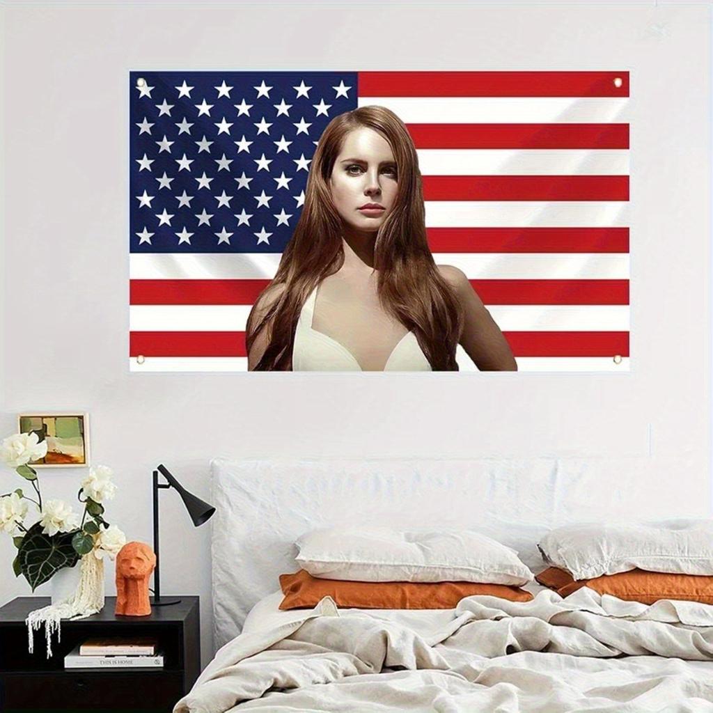 American Flag Patriotic Tapestry Novelty Female Face Design Wall Hanging for College Dorm Stylish Room Decor Modern Aesthetic
