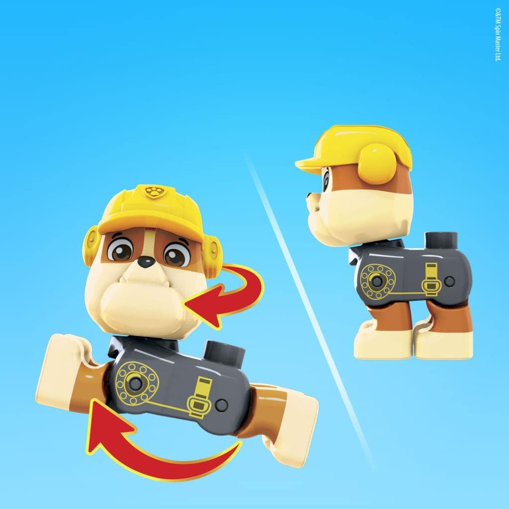 Mega Bloks Paw Patrol The Movie Rubble Super Power Bulldozer, Ages 3 and up, GYW91, Yellow