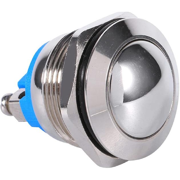 Majatou Push Button Switch, 19mm Waterproof Car Metal Shell Momentary Raised Top Push Button Switch, Car Metal Push Button Horn Momentary Switch 12V