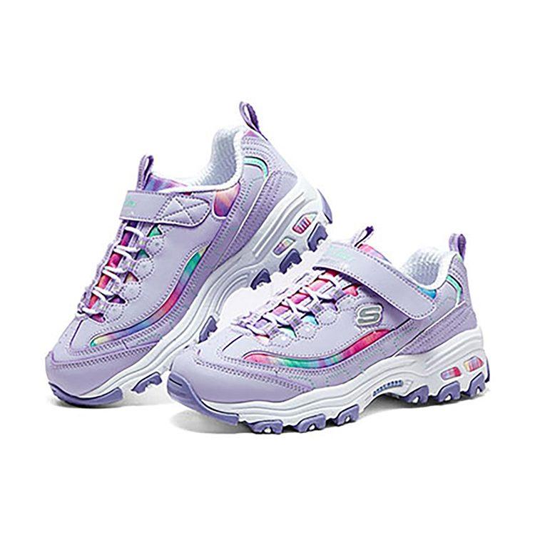Skechers Girls Synthetic Leather, Textile Cushioning Abrasion Resistant Low top Kids Lifestyle Shoes Purple Kids' 303905L-LVMT