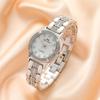 Elegant Rhinestone-Trimmed Quartz Women's Watch with Alloy Steel Band