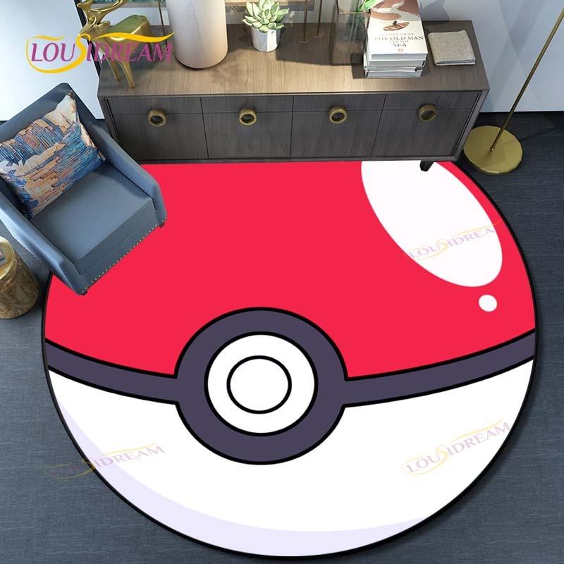 Cartoon Pokemon Round Carpet Fashion Cartoon Pictures Printed Round Area Rugs Parlor Bedroom Floor Mat Anti-slip  Area Rug  Rugs