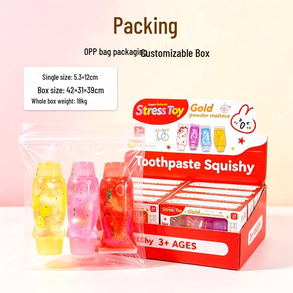 Transparent Glitter Squeeze Toothpaste Decompression Toy
