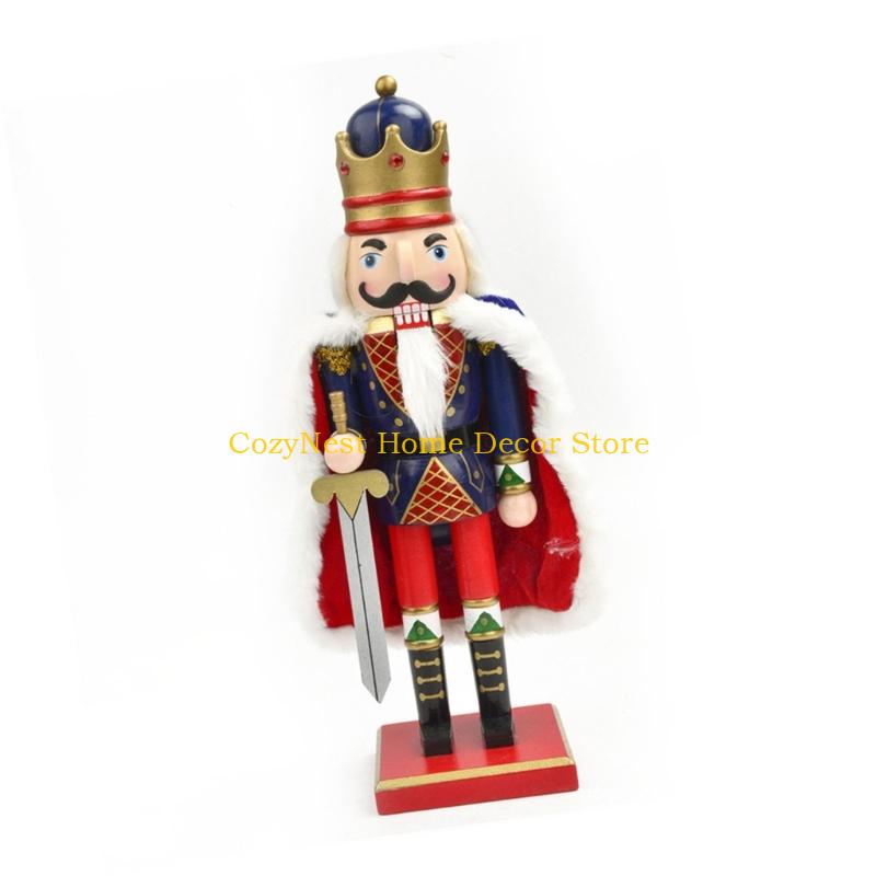 92MF Classical Nutcrackers Soldier Sculpture 38Cm Handmade Wooden Christmas Decoration For Festival Interior Styling