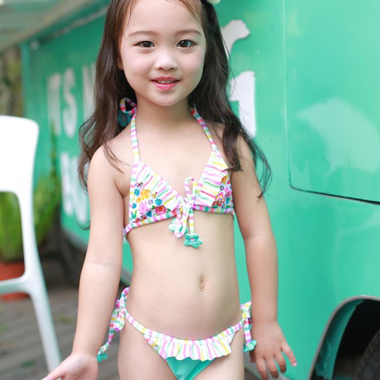 Colorful Print Adjustable Tie Bikini Set for Girls - Baby To Medium Sizes