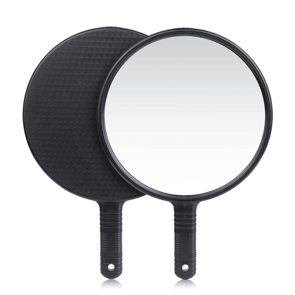 Large-sized Handheld Mirror for Beauty and Hair Care, Round Handle, Makeup and Rearview Mirror