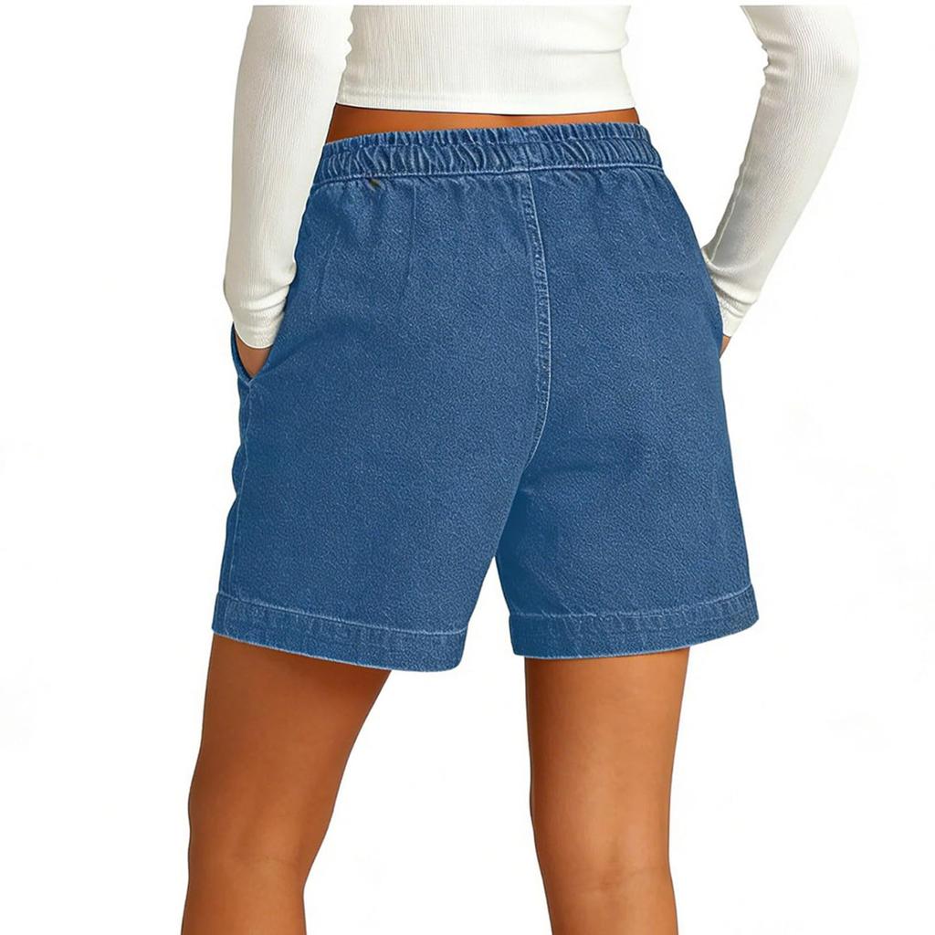 Women’s Casual High Waist Loose Fit Shorts with Drawstring Elastic Waistband and Side Pockets for Summer Relaxed Wear